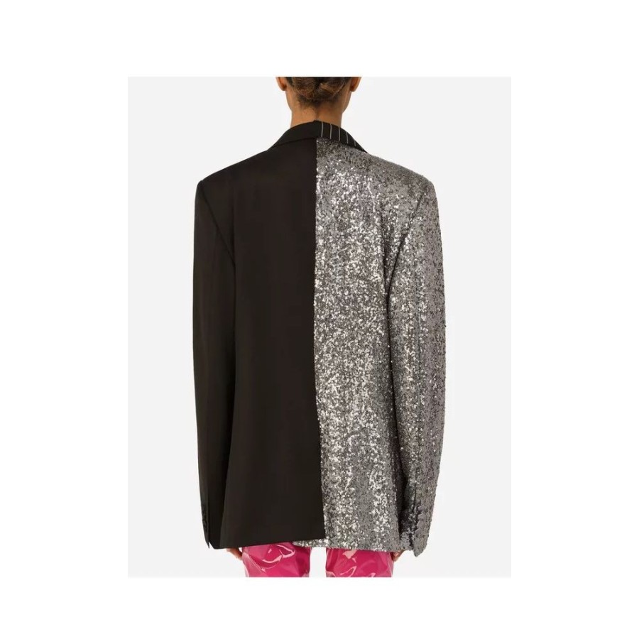 Women Dolce & Gabbana Women'S Suits & Blazers | Dolce & Gabbana Elegant Virgin Wool & Cotton Silk-Detailed Jacket