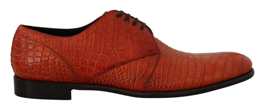 Men Dolce & Gabbana Men'S Formal | Dolce & Gabbana Orange Exotic Leather Dress Derby Shoes