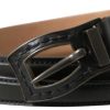 Men Ermanno Scervino Men'S Belts | Ermanno Scervino Black Leather Metal Buckle Cintura Belt