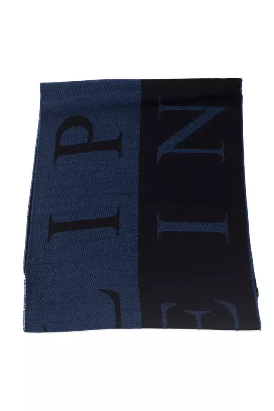 Men Philipp Plein Men'S Scarves | Philipp Plein Elegant Fringed Logo Scarf In Blue