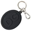 Women Dolce & Gabbana Women'S Keychains | Dolce & Gabbana Black Rubber Dg Logo Silver Brass Metal Keychain