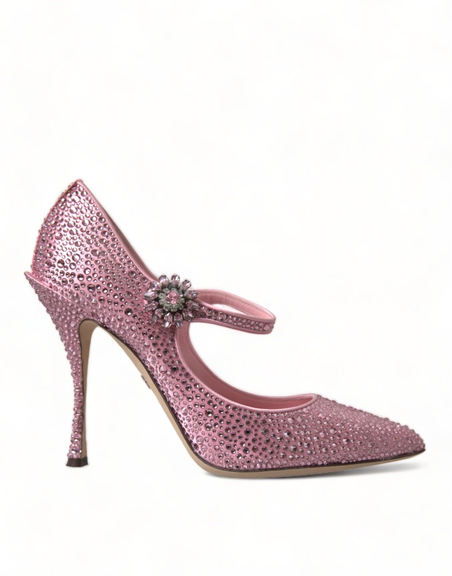 Women Dolce & Gabbana Women'S Pumps | Dolce & Gabbana Pink Strass Crystal Heels Pumps Shoes