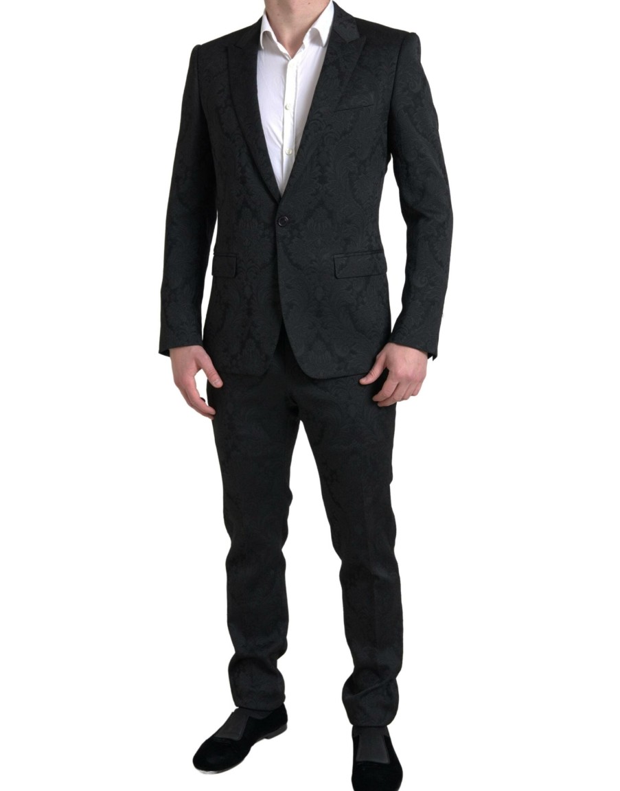 Men Dolce & Gabbana Men'S Suits | Dolce & Gabbana Black 2 Piece Single Breasted Martini Suit